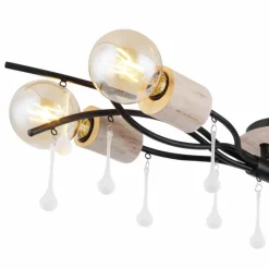 Lampes En Bois-Luminaires Globo Lighting Plafonnier Globo NOLE Bois clair, Noir, 4 lumières