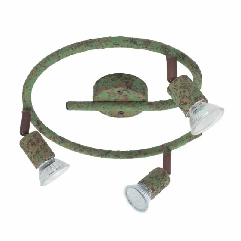 Lampes Industrielles-Luminaires Globo Lighting Plafonnier Globo OLANA Vert, Rouille, 3 lumières