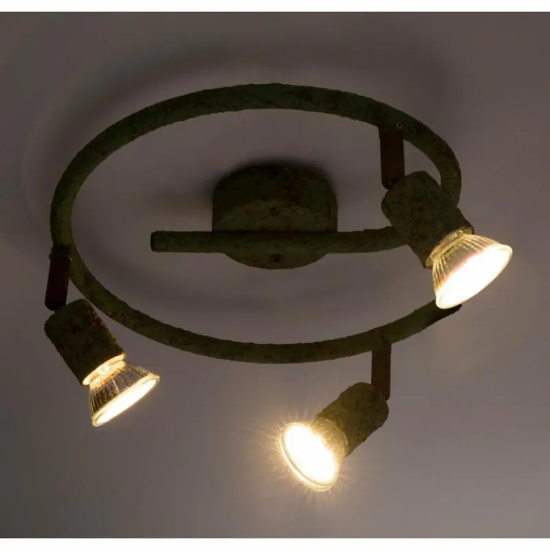Lampes Industrielles-Luminaires Globo Lighting Plafonnier Globo OLANA Vert, Rouille, 3 lumières