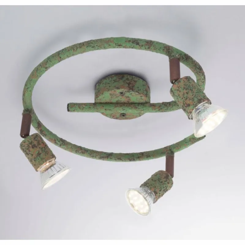 Lampes Industrielles-Luminaires Globo Lighting Plafonnier Globo OLANA Vert, Rouille, 3 lumières