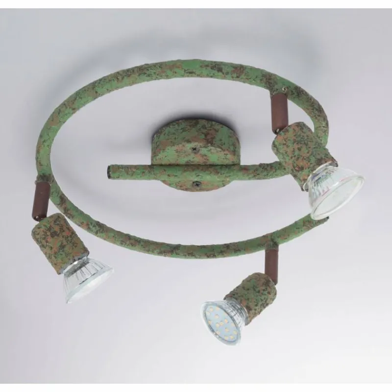 Lampes Industrielles-Luminaires Globo Lighting Plafonnier Globo OLANA Vert, Rouille, 3 lumières