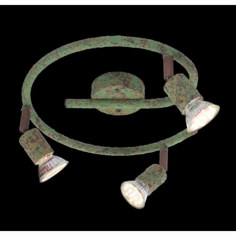 Lampes Industrielles-Luminaires Globo Lighting Plafonnier Globo OLANA Vert, Rouille, 3 lumières