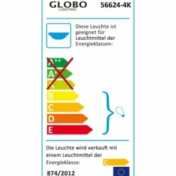 Lampes À Boules-Luminaires Globo Lighting Plafonnier Globo ORINA Chrome, Blanc, 4 lumières