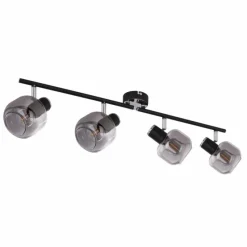 Suspension Verre Fumé-Luminaires Globo Lighting Plafonnier Globo ORNELA Noir, 4 lumières