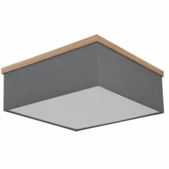 Lampes En Tissu-Luminaires Globo Lighting Plafonnier Globo OSSI Couleur bois, Noir, 3 lumières