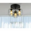 Suspension Verre Fumé-Luminaires Globo Lighting Plafonnier Globo OTHMAR Bronze, Noir, 3 lumières
