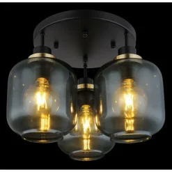 Suspension Verre Fumé-Luminaires Globo Lighting Plafonnier Globo OTHMAR Bronze, Noir, 3 lumières
