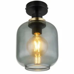 Suspension Verre Fumé-Luminaires Globo Lighting Plafonnier Globo OTHMAR Bronze, Noir, 1 lumière