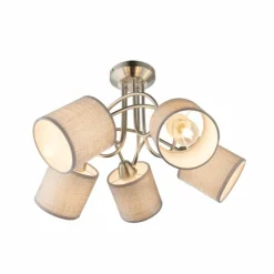 Lampes En Tissu-Luminaires Globo Lighting Plafonnier Globo Paco Nickel mat, 5 lumières