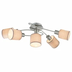 Lampes En Tissu-Luminaires Globo Lighting Plafonnier Globo Paco Nickel mat, 5 lumières
