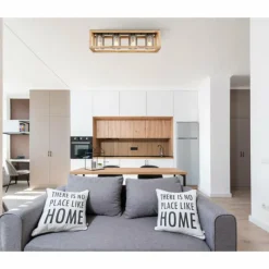 Luminaires Scandinaves-Luminaires Globo Lighting Plafonnier Globo PETTEY Bois foncé, Noir, 4 lumières