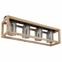 Luminaires Scandinaves-Luminaires Globo Lighting Plafonnier Globo PETTEY Bois foncé, Noir, 4 lumières