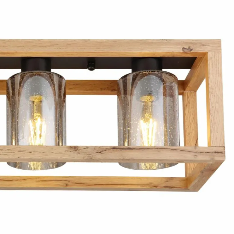 Luminaires Scandinaves-Luminaires Globo Lighting Plafonnier Globo PETTEY Bois foncé, Noir, 4 lumières