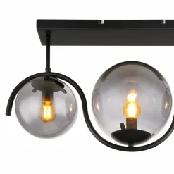 Suspension Verre Fumé-Luminaires Globo Lighting Plafonnier Globo PORRY Noir, 3 lumières