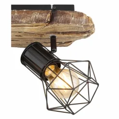 Lampes Vintages & Rétros-Luminaires Globo Lighting Plafonnier Globo PRISKA Couleur bois, Noir, 2 lumières