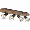 Lampes Vintages & Rétros-Luminaires Globo Lighting Plafonnier Globo PRISKA Couleur bois, Noir, 4 lumières