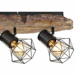 Lampes Vintages & Rétros-Luminaires Globo Lighting Plafonnier Globo PRISKA Couleur bois, Noir, 4 lumières