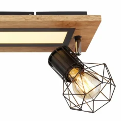 Lampes En Bois-Luminaires Globo Lighting Plafonnier Globo PRISKA Couleur bois, Noir, Blanc, 3 lumières