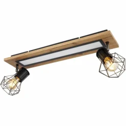 Lampes En Bois-Luminaires Globo Lighting Plafonnier Globo PRISKA Couleur bois, Noir, Blanc, 3 lumières