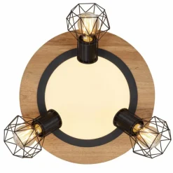 Lampes En Bois-Luminaires Globo Lighting Plafonnier Globo PRISKA Couleur bois, Noir, Blanc, 4 lumières