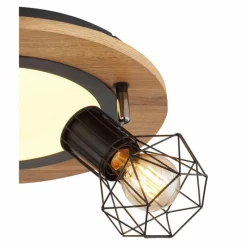 Lampes En Bois-Luminaires Globo Lighting Plafonnier Globo PRISKA Couleur bois, Noir, Blanc, 4 lumières