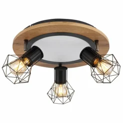 Lampes En Bois-Luminaires Globo Lighting Plafonnier Globo PRISKA Couleur bois, Noir, Blanc, 4 lumières