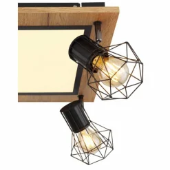 Lampes En Bois-Luminaires Globo Lighting Plafonnier Globo PRISKA Couleur bois, Noir, Blanc, 5 lumières