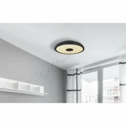 Luminaires Globo Lighting Plafonnier Globo RAFFY LED Noir, Blanc, 1 lumière, Télécommandes, Changeur de couleurs* Éclairage Led