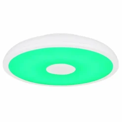 Luminaires Globo Lighting Plafonnier Globo RAFFY LED Noir, Blanc, 1 lumière, Télécommandes, Changeur de couleurs* Éclairage Led