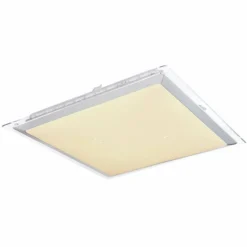 Luminaires Globo Lighting Plafonnier Globo RENA LED Nickel mat, Blanc, 1 lumière, Télécommandes, Changeur de couleurs* Éclairage Led