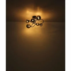 Suspension Verre Fumé-Luminaires Globo Lighting Plafonnier Globo RIHA LED Noir, 6 lumières