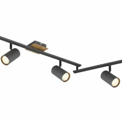 Lampes En Bois-Luminaires Globo Lighting Plafonnier Globo ROBBY Bois foncé, Noir, 6 lumières