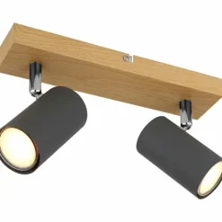 Lampes En Bois-Luminaires Globo Lighting Plafonnier Globo ROBBY Couleur bois, Noir, 2 lumières