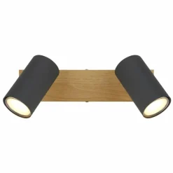 Lampes En Bois-Luminaires Globo Lighting Plafonnier Globo ROBBY Couleur bois, Noir, 2 lumières