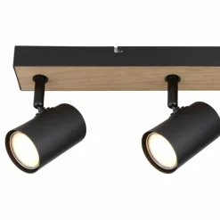 Lampes En Bois-Luminaires Globo Lighting Plafonnier Globo ROBBY Couleur bois, Noir, 3 lumières