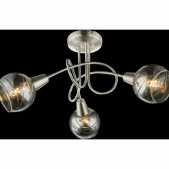 Suspension Verre Fumé-Luminaires Globo Lighting Plafonnier Globo ROMAN LED Nickel mat, 3 lumières