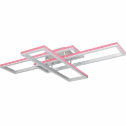 Luminaires Globo Lighting Plafonnier Globo SALMOS LED Aluminium, Gris, Argenté, 2 lumières, Télécommandes, Changeur de couleurs* Éclairage Led