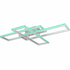 Luminaires Globo Lighting Plafonnier Globo SALMOS LED Aluminium, Gris, Argenté, 2 lumières, Télécommandes, Changeur de couleurs* Éclairage Led