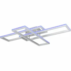 Luminaires Globo Lighting Plafonnier Globo SALMOS LED Aluminium, Gris, Argenté, 2 lumières, Télécommandes, Changeur de couleurs* Éclairage Led