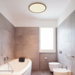 Lampes En Bois-Luminaires Globo Lighting Plafonnier Globo SAPANA LED Couleur bois, Blanc, 1 lumière