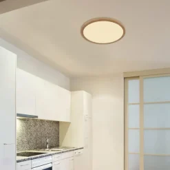 Lampes En Bois-Luminaires Globo Lighting Plafonnier Globo SAPANA LED Couleur bois, Blanc, 1 lumière