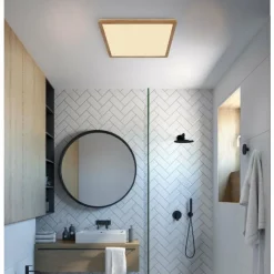 Lampes En Bois-Luminaires Globo Lighting Plafonnier Globo SAPANA LED Couleur bois, Blanc, 1 lumière