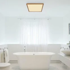 Lampes En Bois-Luminaires Globo Lighting Plafonnier Globo SAPANA LED Couleur bois, Blanc, 1 lumière