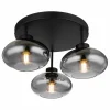 Suspension Verre Fumé-Luminaires Globo Lighting Plafonnier Globo SHAUN Noir, 3 lumières
