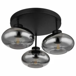 Suspension Verre Fumé-Luminaires Globo Lighting Plafonnier Globo SHAUN Noir, 3 lumières