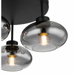 Suspension Verre Fumé-Luminaires Globo Lighting Plafonnier Globo SHAUN Noir, 3 lumières