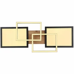 Lampes En Bois-Luminaires Globo Lighting Plafonnier Globo SID LED Couleur bois, Noir, Blanc, 1 lumière