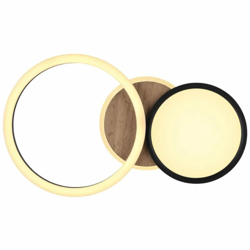 Lampes En Bois-Luminaires Globo Lighting Plafonnier Globo SID LED Couleur bois, Noir, 1 lumière