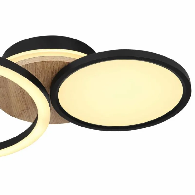 Lampes En Bois-Luminaires Globo Lighting Plafonnier Globo SID LED Couleur bois, Noir, 1 lumière