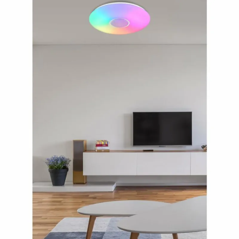 Luminaires Globo Lighting Plafonnier Globo SULLY LED Blanc, 1 lumière, Télécommandes, Changeur de couleurs* Éclairage Led